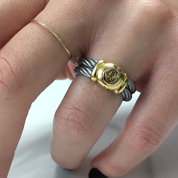 Vintage Authentic Phillipe Charriol Monogram Signet Ring 1990s Luxury - Picture 1 of 6